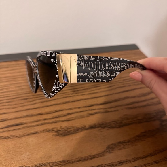 Dolce & Gabbana Black Sunglasses with Gold Detail main image 6